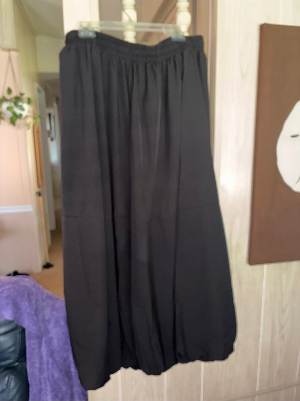 Black Maxi Skirt with Elastic Waistband bubble skirt